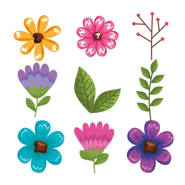Krásné květiny a listy dekorace — Stockový vektor