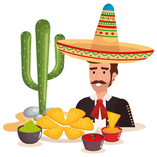 Mariachi mexicano con carácter alimenticio — Vector de stock
