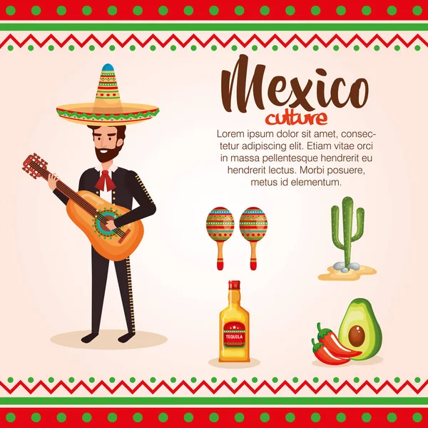 Meksykański mariachi z ikony znaku — Wektor stockowy