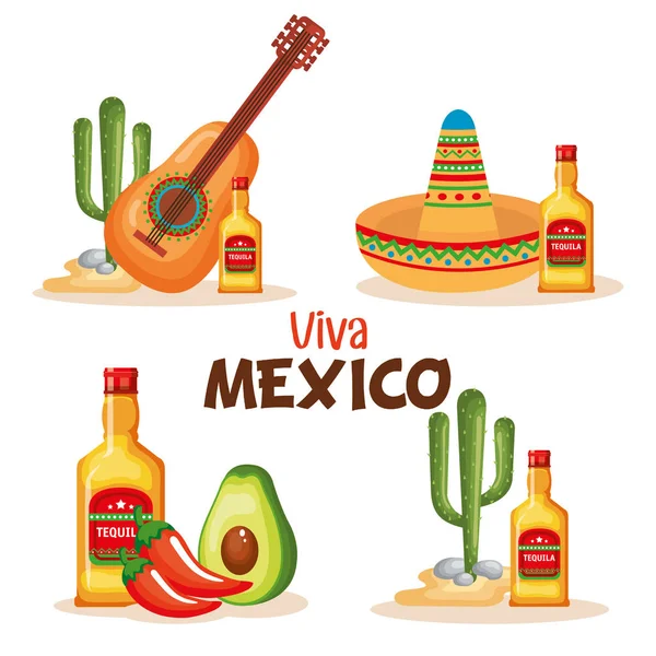 Deliciosos iconos de la comida mexicana — Vector de stock