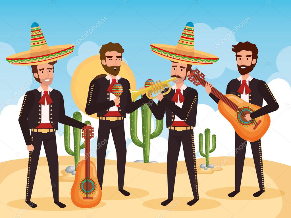 Vettoriale stockGruppo mariachis messicano con strumenti di ©yupiramos  #207872058, image size:1024x768