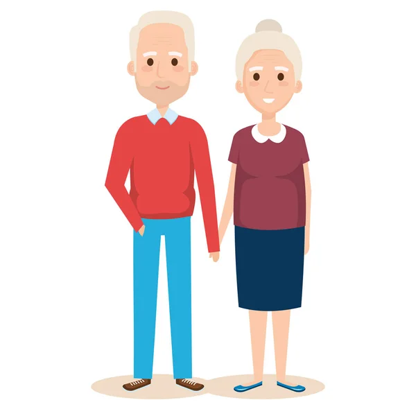 Lindos abuelos pareja personajes — Vector de stock