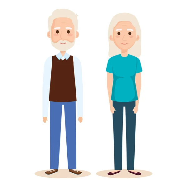 Bonito avós casal personagens —  Vetores de Stock