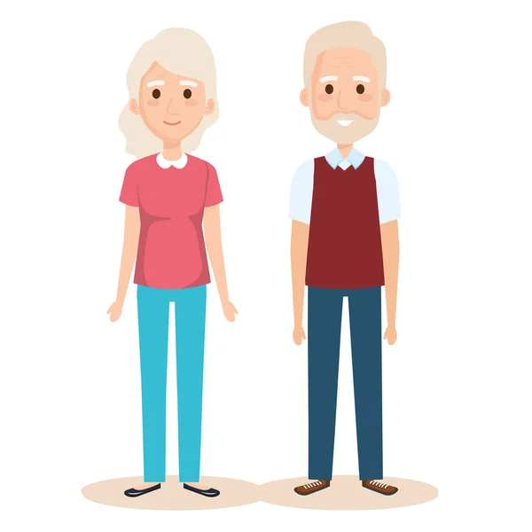 Lindos abuelos pareja personajes — Vector de stock