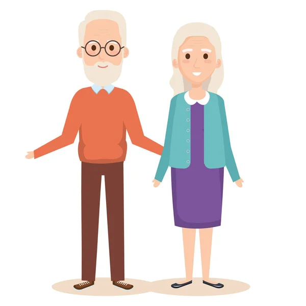 可爱的祖父母夫妇字符 — 图库矢量图片