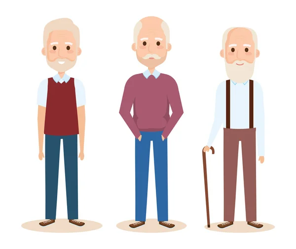 Dziadków słodkie avatary postacie — Wektor stockowy