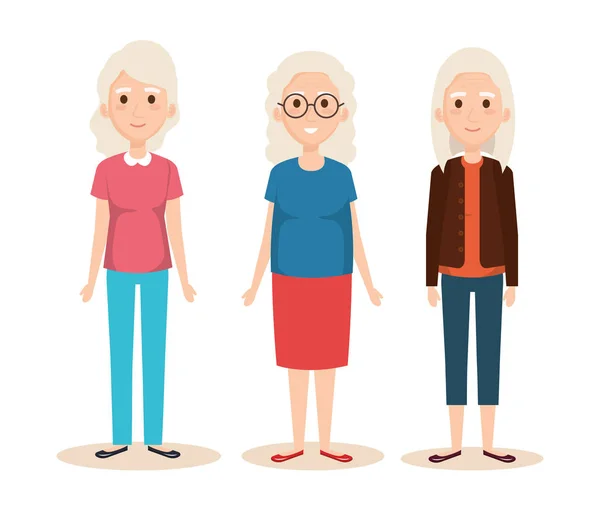 Lindas abuelas avatares personajes — Vector de stock