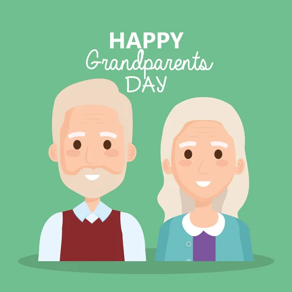 Grandparents day celebration with couple characters — Stock Vector