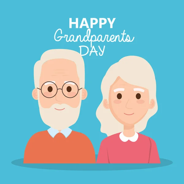 Kakek-nenek hari perayaan dengan beberapa karakter - Stok Vektor