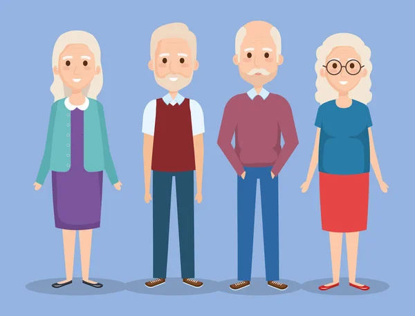 Милі персонажі груп бабусь і дідусів — стоковий вектор