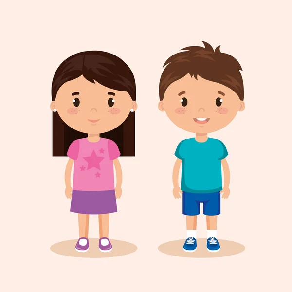 Lindo y niños pequeños pareja — Vector de stock