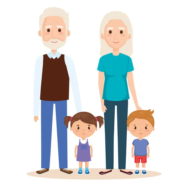 可爱的祖父母夫妇与孙辈 — 图库矢量图片