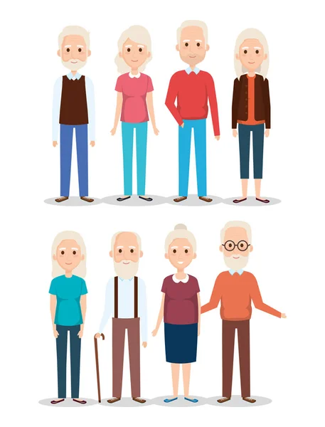 Niedliche Großeltern Gruppencharaktere — Stockvektor