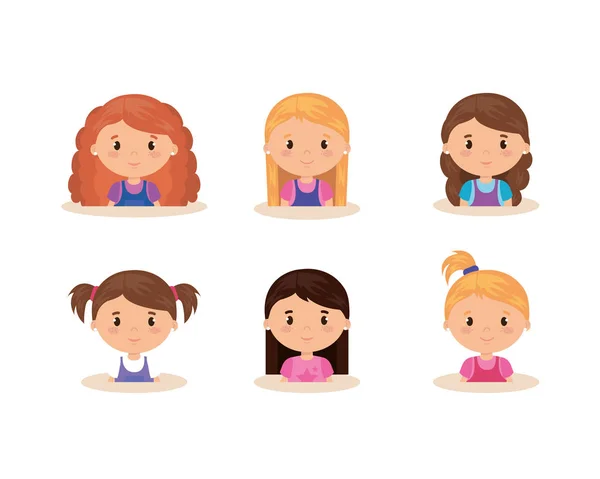 Cute and little girls group — Stock Vector