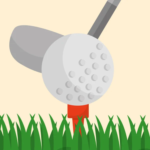 Pelota de golf club en un deporte de hierba tee — Vector de stock