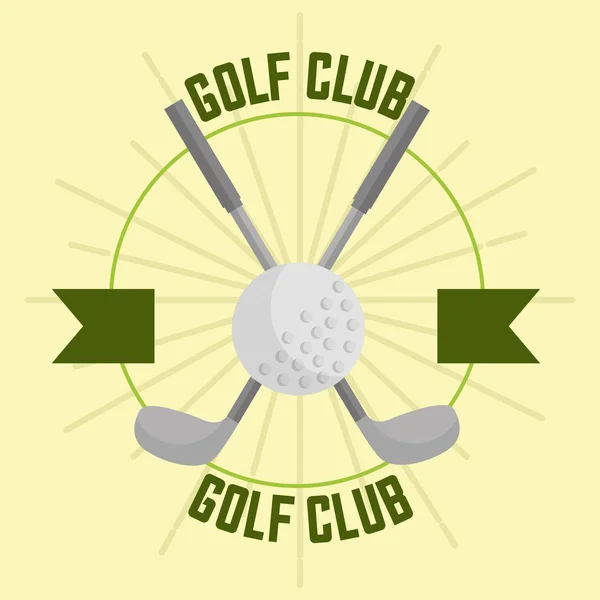 Club de golf cruzado y bandera de deporte de pelota — Vector de stock