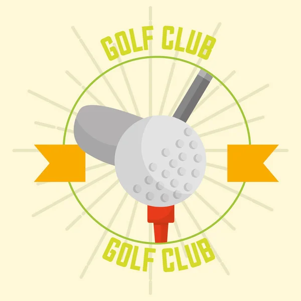 Golf club with ball retro design emblem — Stock Vector