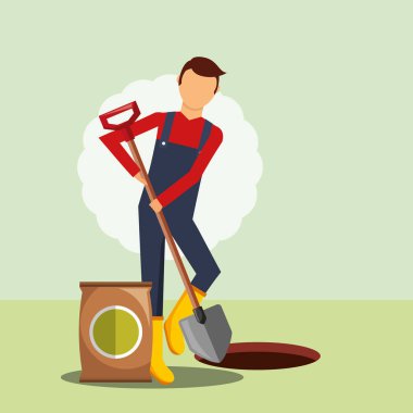 bahçıvan kazma delik kürek bahçe görüntüsü ile