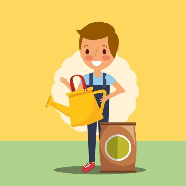 sulama olabilir ve Çömlekçilik toprak bir bahçıvan çocuk