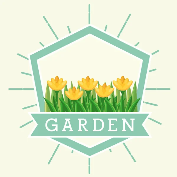 Beautiful yellow flowers nature emblem garden image — Stock Vector