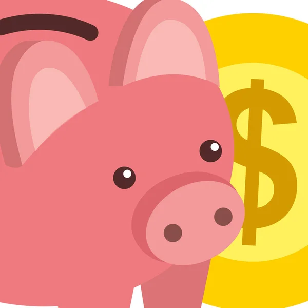 Piggy bank biznes i dollar monety izometryczny — Wektor stockowy