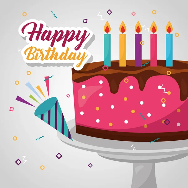 Tarjeta de cumpleaños feliz — Archivo Imágenes Vectoriales