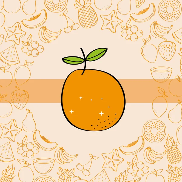 Laranja frutas nutrição fundo padrão desenho estilo —  Vetores de Stock