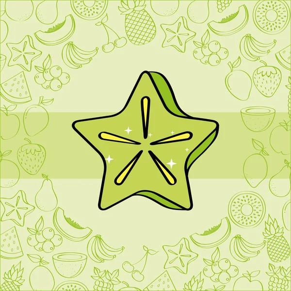 Carambola fruits nutrition fond dessin couleur — Image vectorielle