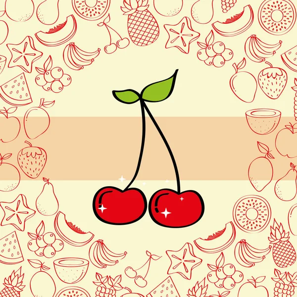 チェリー フルーツの栄養 — ストックベクタ