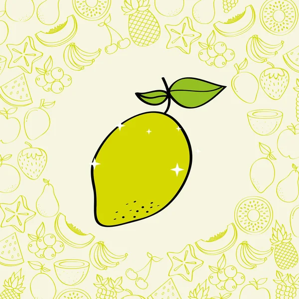 Limone frutta nutrizione sfondo modello disegno colore — Vettoriale Stock