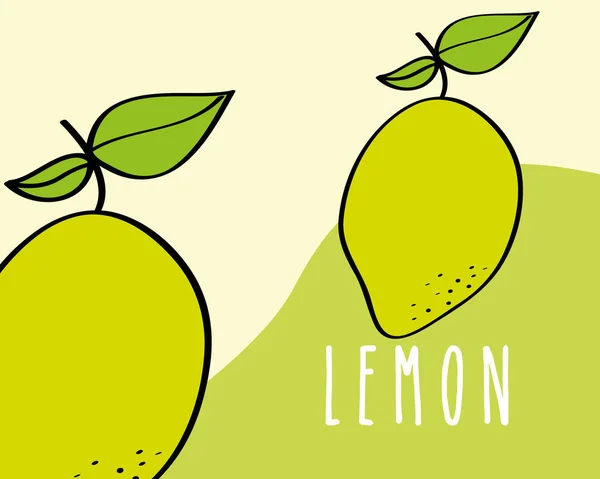 Citron Frukt Tropiska Färska Naturliga Färgad Bakgrund Vektorillustration — Stock vektor