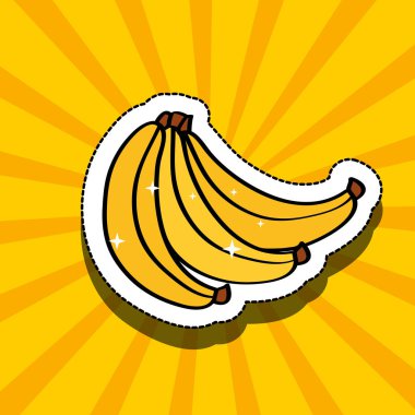 taze muz lezzetli meyve etiket resim çizim