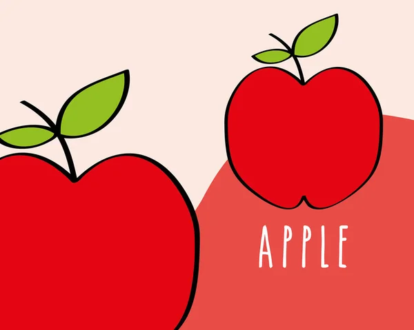 Jabłko Owoc Tropikalny Świeżych Naturalnych Kolorowe Tło Wektor Ilustracja — Wektor stockowy