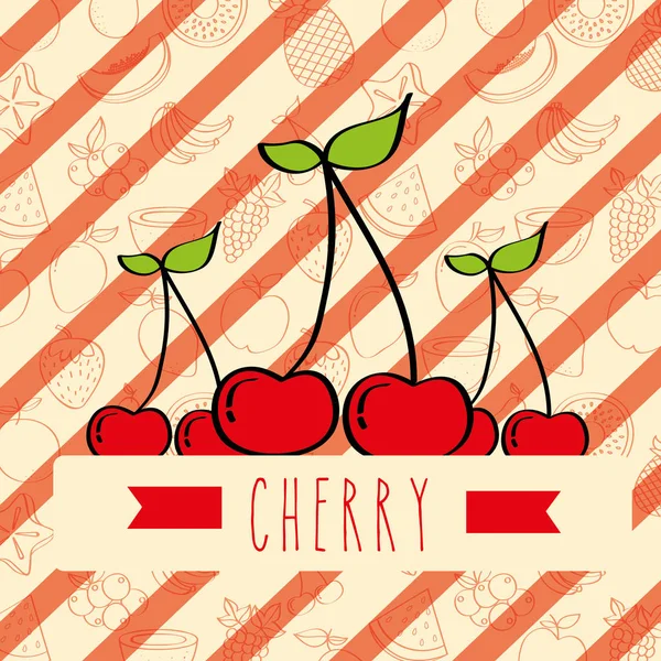 Prążkowane tło z pyszne świeże charakter cherry — Wektor stockowy