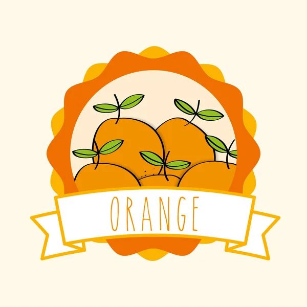 Laranja fresca fruta natural design emblema orgânico —  Vetores de Stock