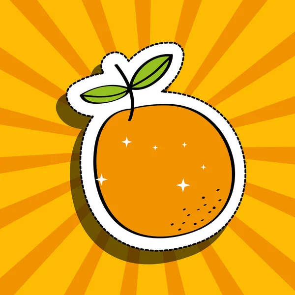 Naranja fresca deliciosa fruta dibujo pegatina imagen — Vector de stock