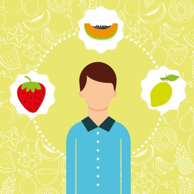 adam portre ile organik taze meyve imge