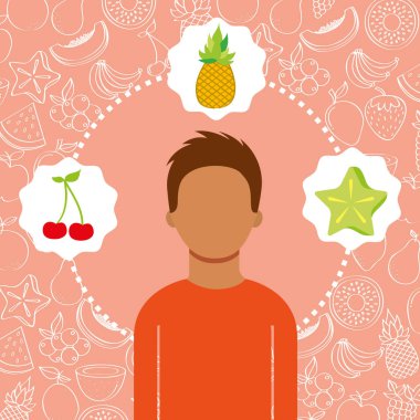 adam portre ile organik taze meyve imge