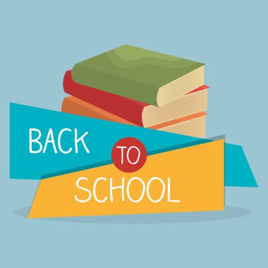 Okul etiket kitaplarla geri ve malzemeleri illüstrasyon tasarım vektör