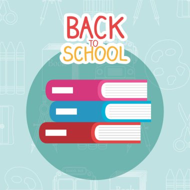 Kitaplar ve malzemeler ile geri etiketi okul