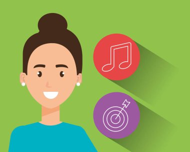 Sosyal medya simgelerine sahip genç bir kadın