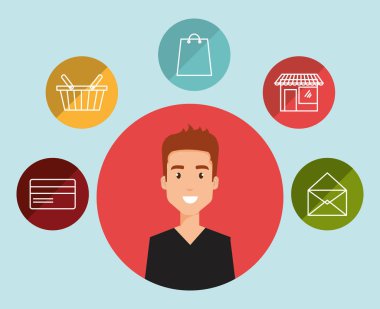 Sosyal medya simgelerine sahip genç adam