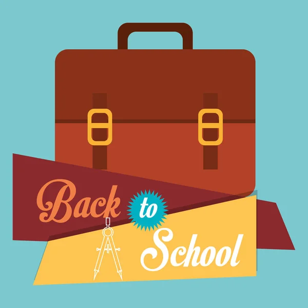 Back to school label with portfolio — Stock Vector