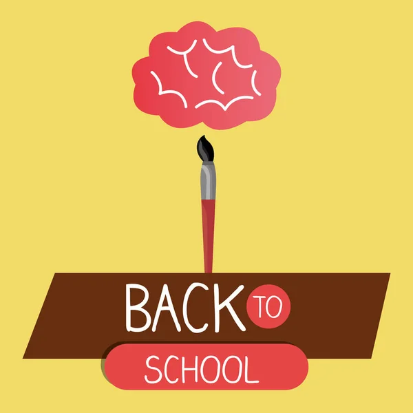 Back to school label with brain storming — Stock Vector