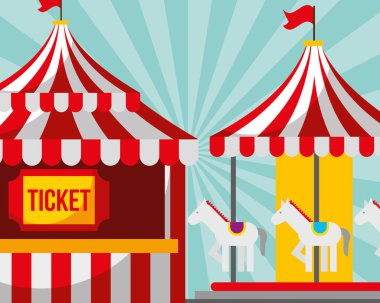 Bilet booth ve carousel karnaval Eğlence Fuarı Festivali