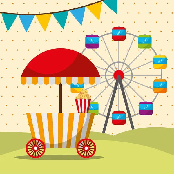 Carnival fair festival monter mat och pariserhjul — Stock vektor