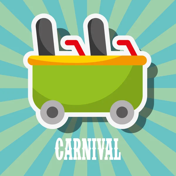 Roller coaster car carnival fun fair festival — Stock Vector