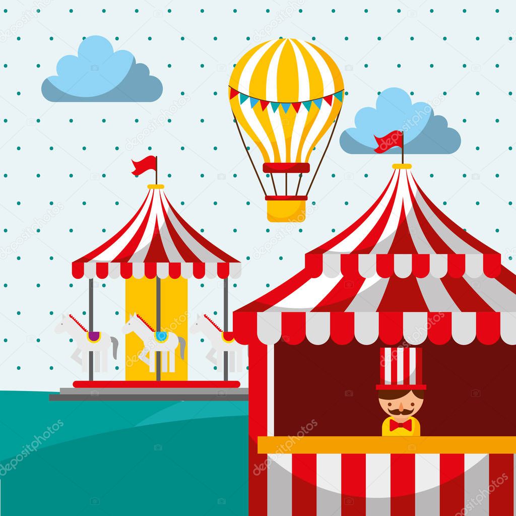 sellerman booth carousel and hot air balloon carnival fun fair festival