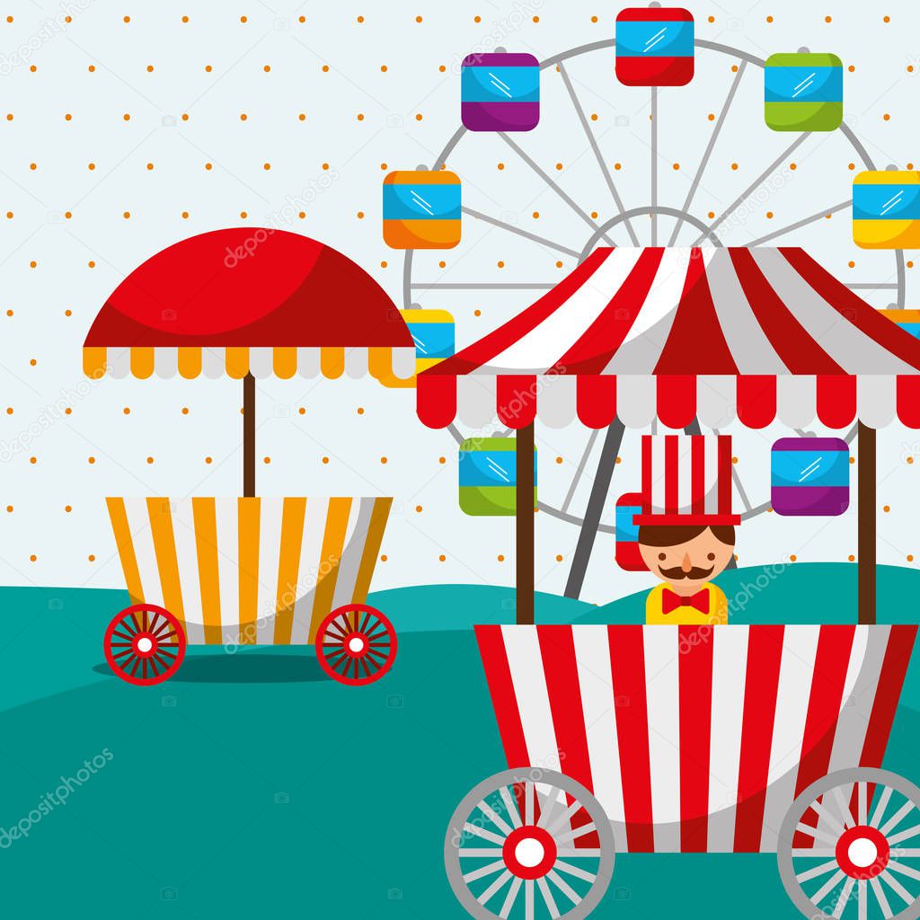 ferris wheel booth food sellerman carnival fun fair festival