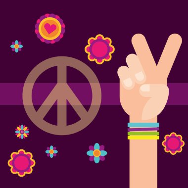 hippi el barış ve sevgi çiçek özgür ruh